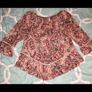 NY Collection—Paisley Peasant Off Shoulder Top